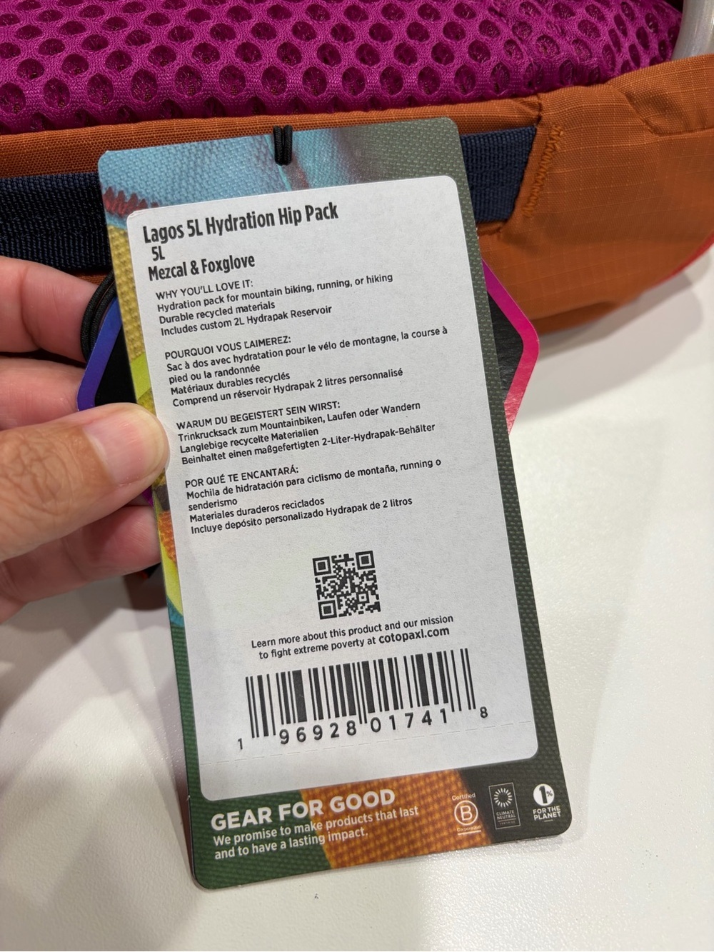 Cotopaxi Lagos 5L Hiking Hydration Hip Pack Orange Purple NWT Ventilated - Picture 11 of 11